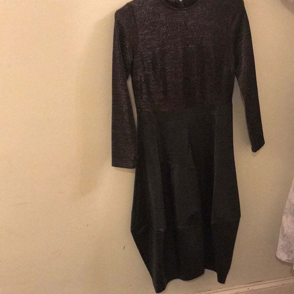 Metallic and faux leather dress